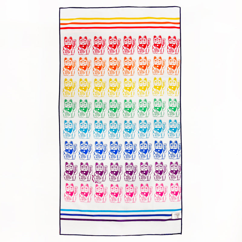 Lucky Cat Sports Towel (Rainbow)