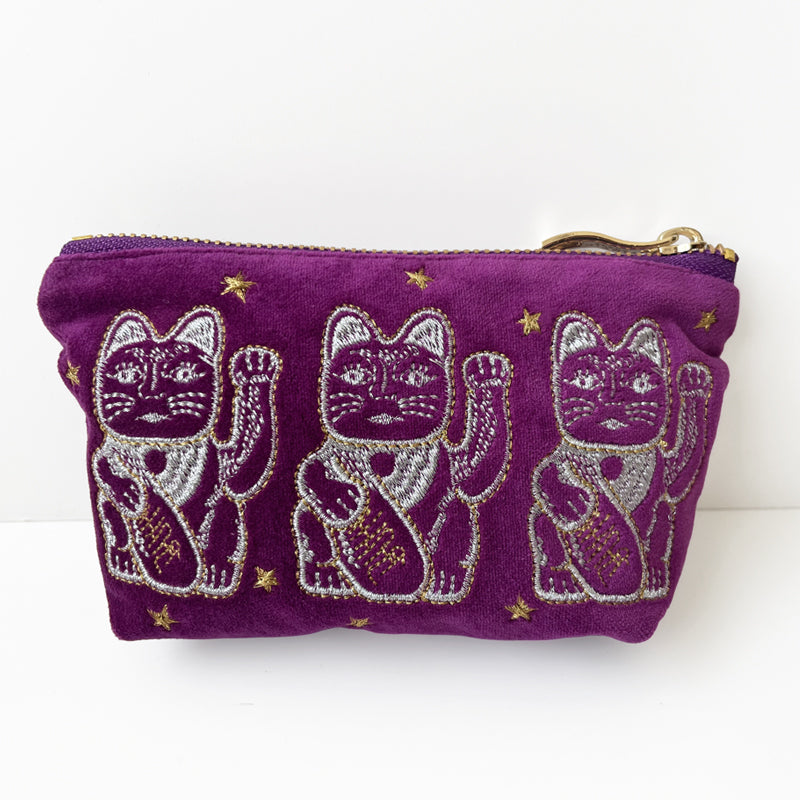 Lucky Cat Velvet Purse - Small