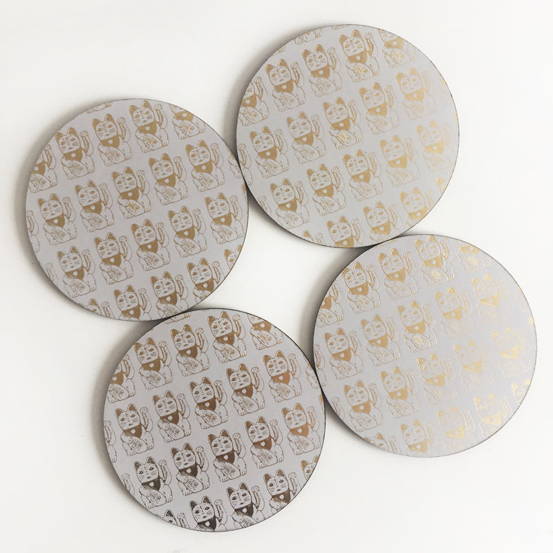 Lucky Cat Coasters (Gold)
