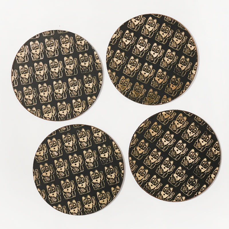 Lucky Cat Coasters (Gold)