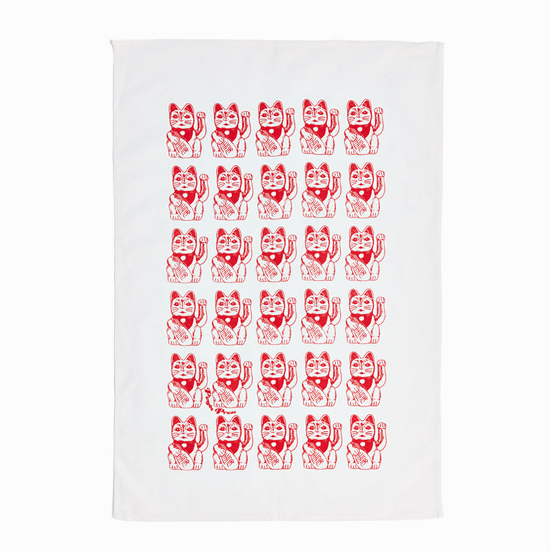 Lucky Cat Tea Towel