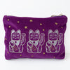 Lucky Cat Velvet Purse - Medium